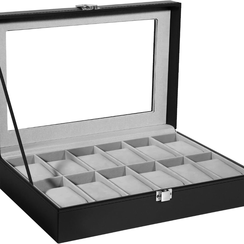 Watch Box 12 Slots Leather Watch Case Watch Box Organizer Jewelry Storage With